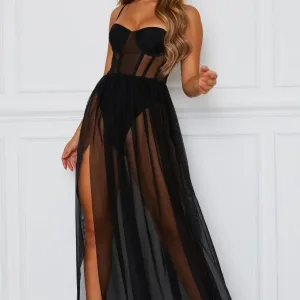 Sukienka Gorsetowa Maxi Czarna